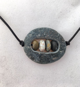 Beach Rock Jewelry. Genuine Leather Necklace Strap. Beautiful Beach Rock  Necklace!